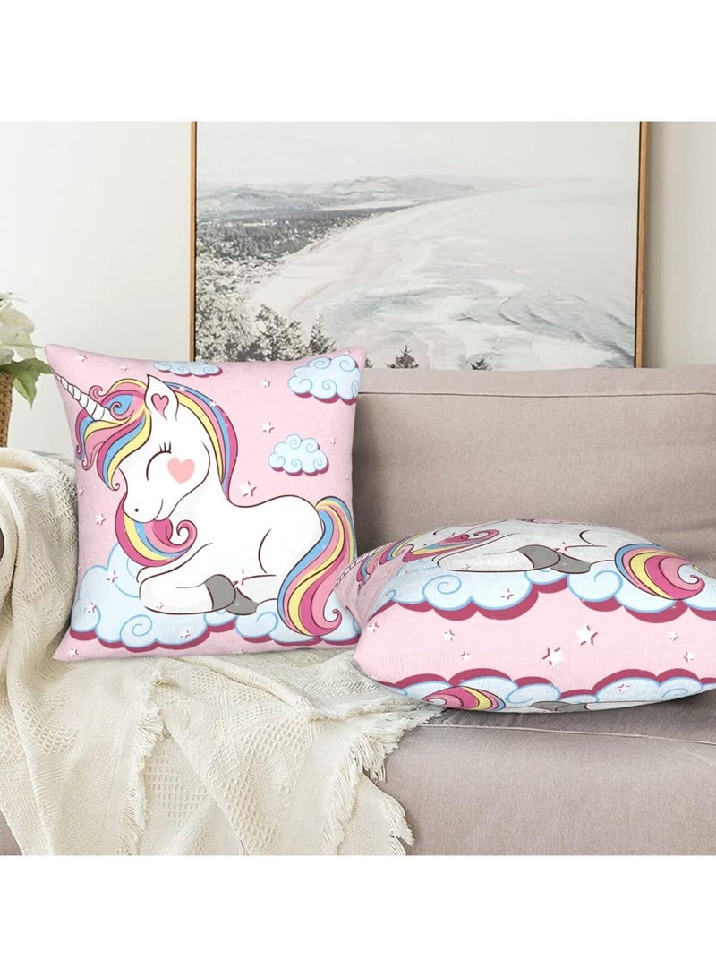 general Unicorn Pillow Cover, Cute Cartoon Pillow Cover 18 "X18", Set of 2 Pillow Covers Decorative Pillow Cushion Covers for Sofa Bed Car Sofa - Image 5