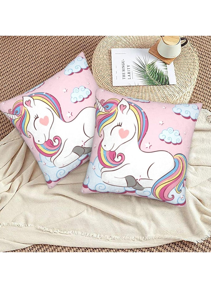 general Unicorn Pillow Cover, Cute Cartoon Pillow Cover 18 "X18", Set of 2 Pillow Covers Decorative Pillow Cushion Covers for Sofa Bed Car Sofa - Image 4