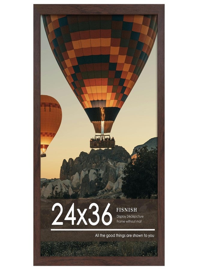 Fisnish 24x36 Poster Frame Walnut Woodgrain, Poster Frames 24 x 36 inches or 24x36 Picture Frames with HD Plexiglass Durable and Scratch-proof for Horizontal or Vertical Wall Mounting, 1 Pack - Image 1