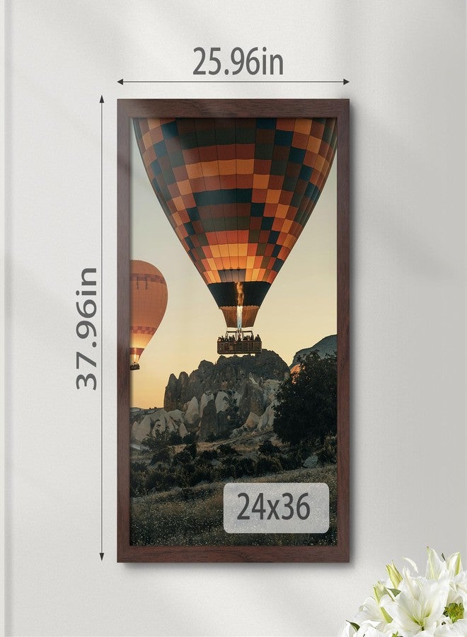 Fisnish 24x36 Poster Frame Walnut Woodgrain, Poster Frames 24 x 36 inches or 24x36 Picture Frames with HD Plexiglass Durable and Scratch-proof for Horizontal or Vertical Wall Mounting, 1 Pack - Image 3