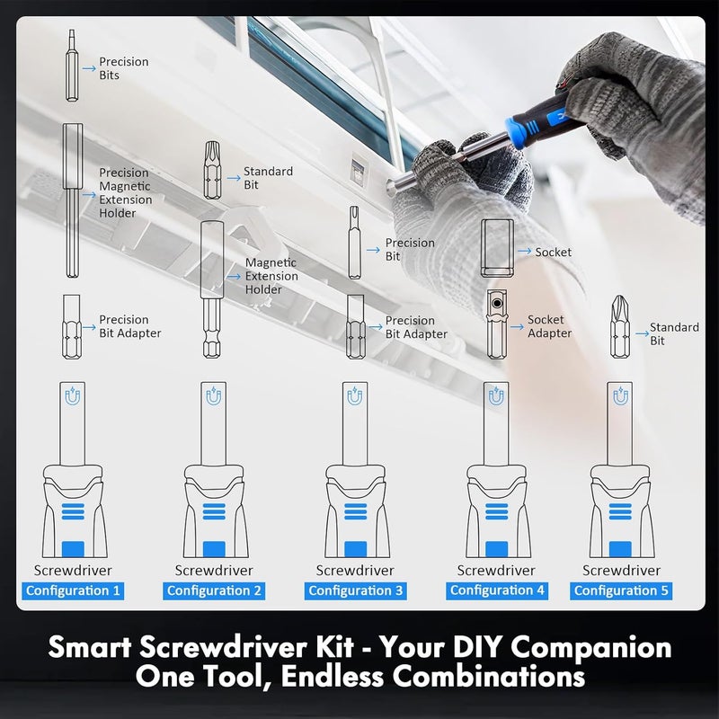 XOOL 78PCS Ratchet Screwdriver Set, Multi-Functional Precision Repair Tool Kit with 41PCS Bits, Precision Bits, 1/4" Sockets, Magnetic Tools for Electronics, Home Repair, DIY Toolbox - Image 4