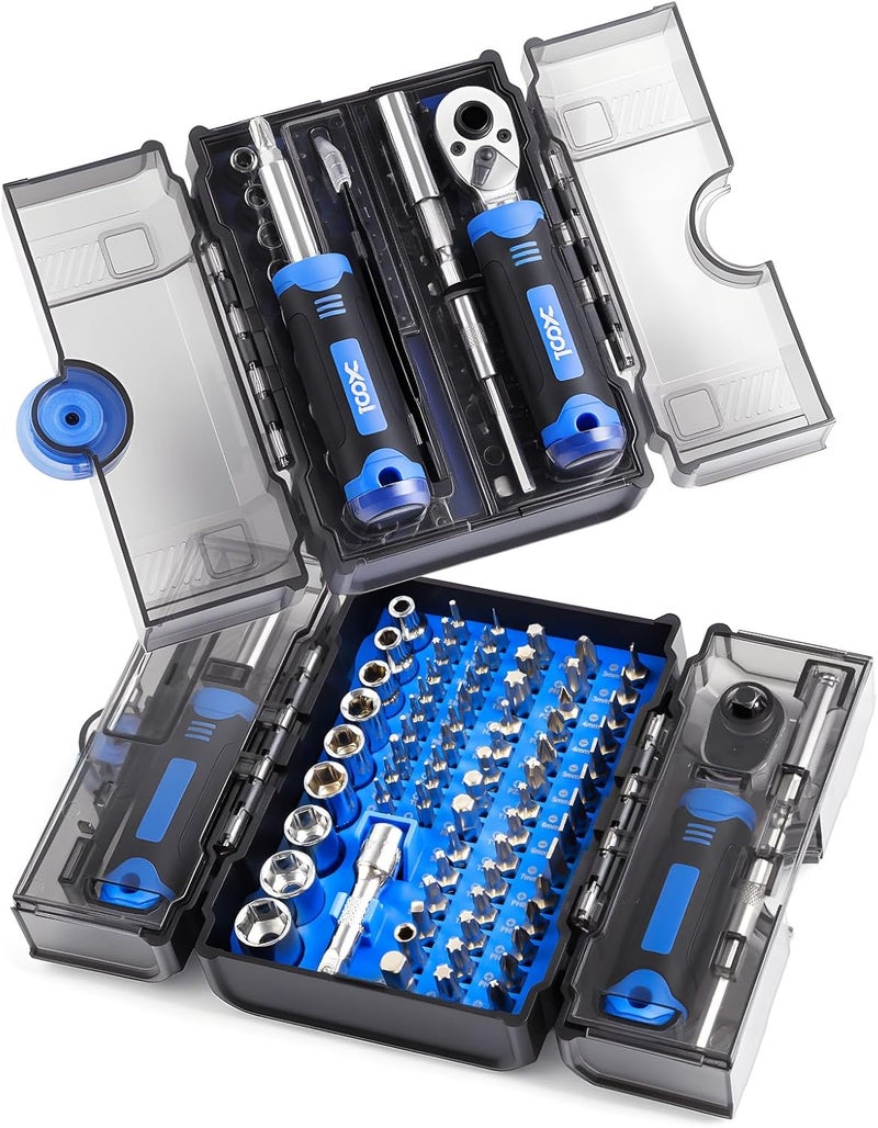 XOOL 78PCS Ratchet Screwdriver Set, Multi-Functional Precision Repair Tool Kit with 41PCS Bits, Precision Bits, 1/4" Sockets, Magnetic Tools for Electronics, Home Repair, DIY Toolbox - Image 1