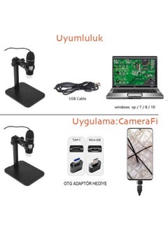 Duhaline Duhalıne Portable USB2.0 Digital Microscope 1000X Electronic Endoscope 8 LED 2 Million Pixels Practical Magnifier Microscope  - Image 3