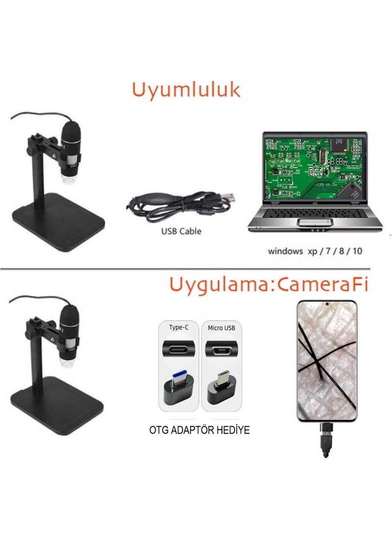 Duhaline - Duhalıne Portable USB2.0 Digital Microscope 1000X Electronic Endoscope 8 LED 2 Million Pixels Practical Magnifier Microscope - Image 1