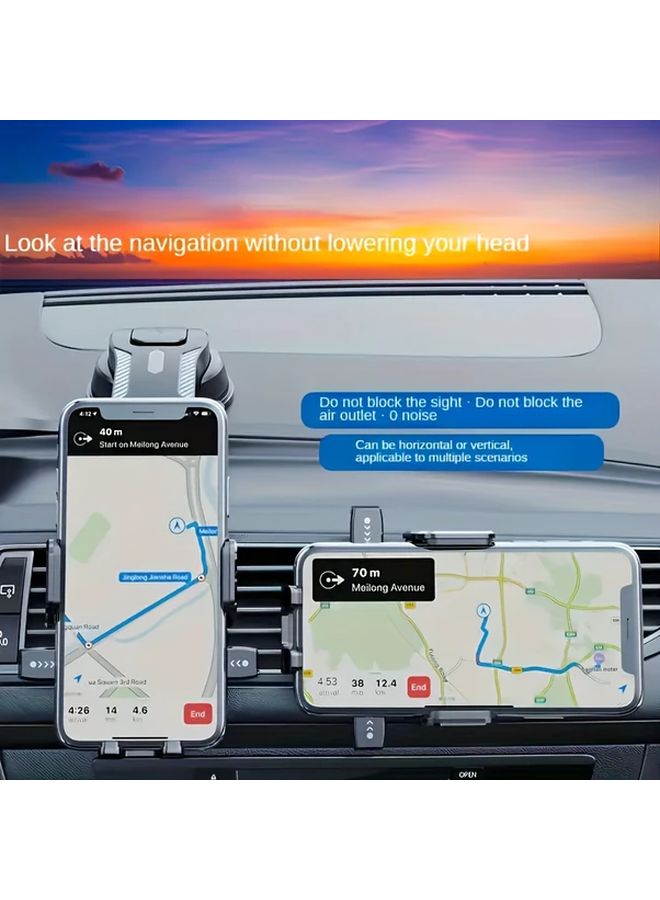 360 Degree Rotating Suction Cup Phone Holder Black Dashboard Car Mount Hands Free Driving - Image 2
