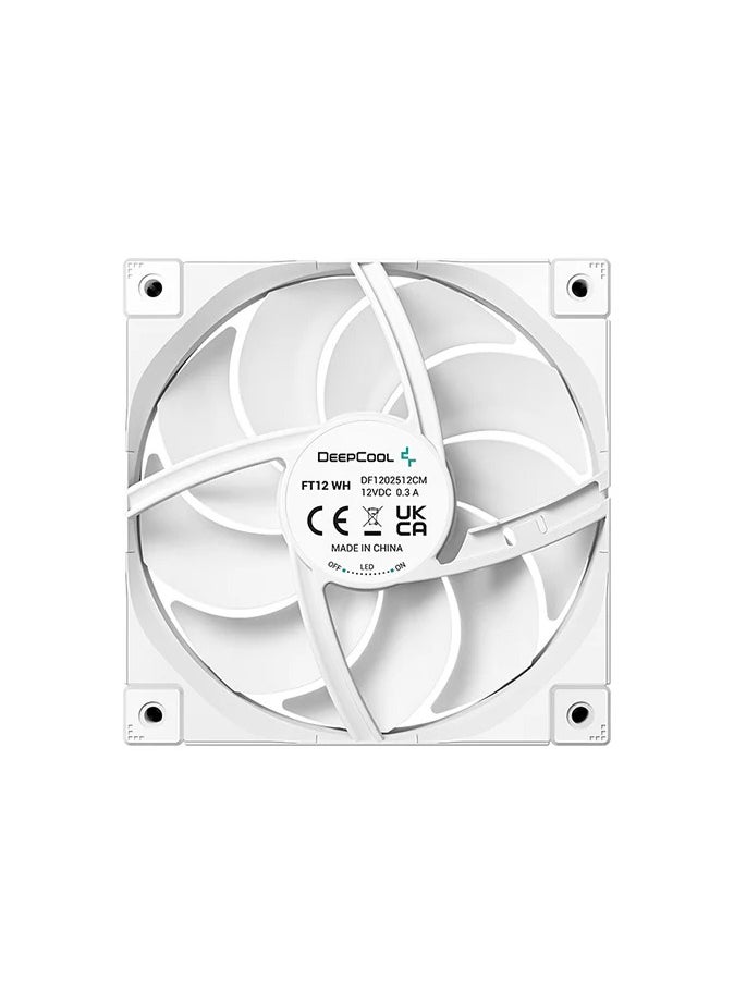 DEEPCOOL - FT12 WH 120mm High-Performance Internal Cooling Fan, Low-Noise Operation, Fluid Dynamic Bearing, White LED, Optimized Airflow for PC Builds - Image 1