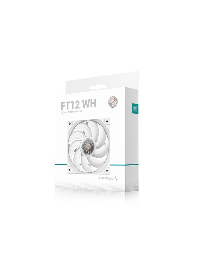 DEEPCOOL - FT12 WH 120mm High-Performance Internal Cooling Fan, Low-Noise Operation, Fluid Dynamic Bearing, White LED, Optimized Airflow for PC Builds - Image 1