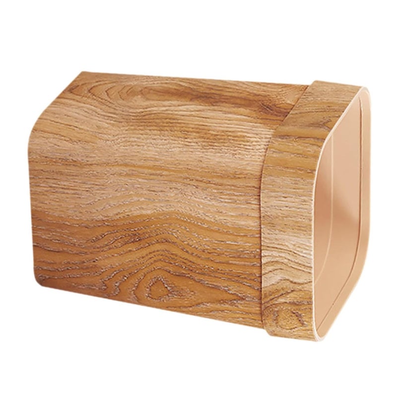 Garneck Wood Grain Plastic Garbage Can 12l Square Wastepaper Storage Holder Multi-Function Trash Bin for Kitchen Bathroom Living Room - Image 1
