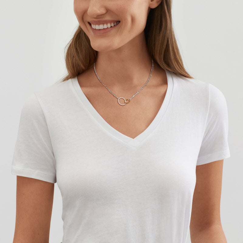 Silpada 'Pagosa' Circle Linking Station Necklace in Sterling Silver and 14K Yellow Gold Plating, 16" + 2" - Image 4