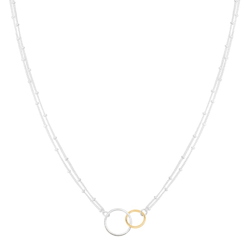 Silpada 'Pagosa' Circle Linking Station Necklace in Sterling Silver and 14K Yellow Gold Plating, 16" + 2" - Image 1