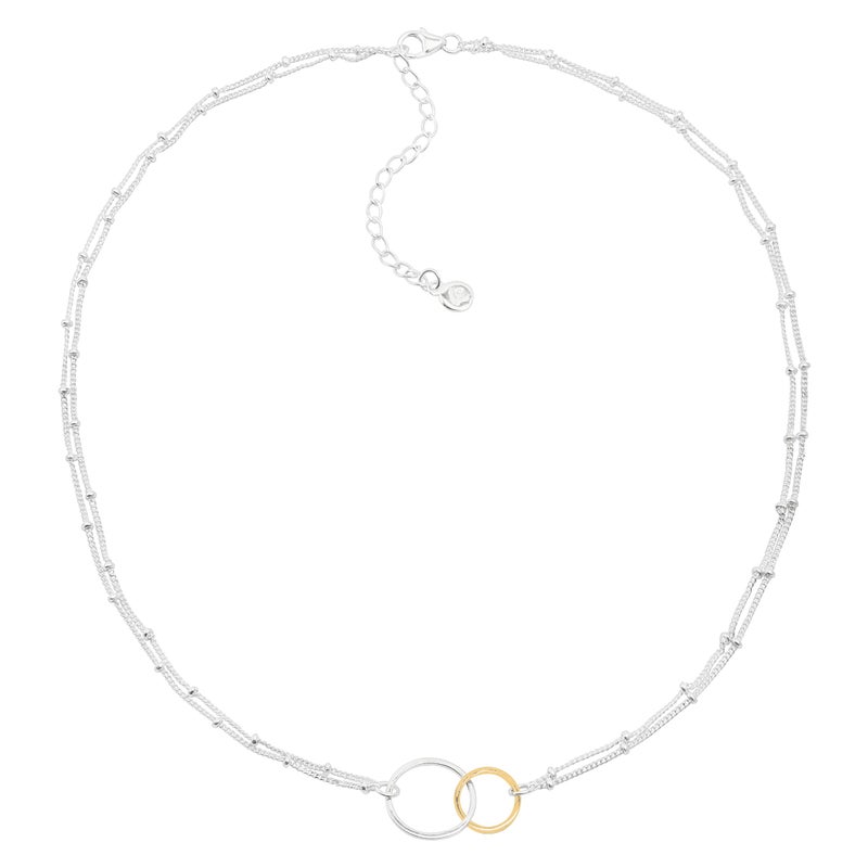 Silpada 'Pagosa' Circle Linking Station Necklace in Sterling Silver and 14K Yellow Gold Plating, 16" + 2" - Image 3
