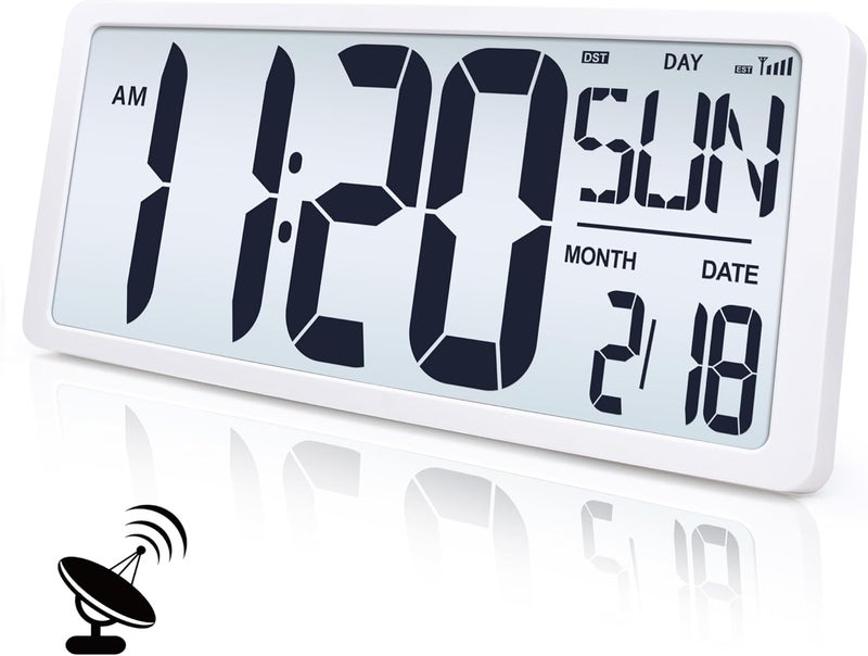 TXL 18.44" Large Amotic Digital Wall Clock with Backlight, Battery Operated Alarm Clock with Day, Date & Temperature, Jumbo Display Digital Count Up Down Timer Clock for Hoom,Classroom Room,Office - Image 1