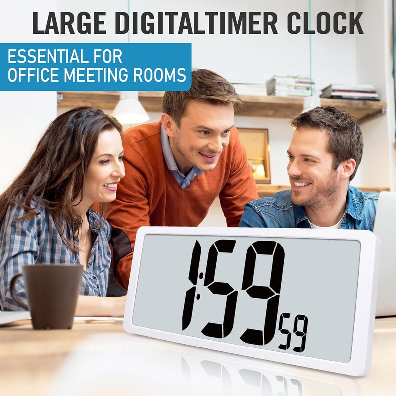 TXL 18.44" Large Amotic Digital Wall Clock with Backlight, Battery Operated Alarm Clock with Day, Date & Temperature, Jumbo Display Digital Count Up Down Timer Clock for Hoom,Classroom Room,Office - Image 4
