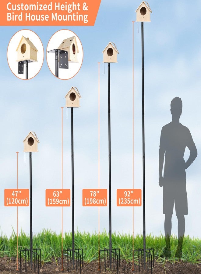 eWonLife 92 Inch Bird Feeder Pole with Squirrel Baffle & Upgraded 9-Prong Base, Adjustable Bird House Pole for Outdoors Heavy Duty, Bird Feeder Stand Post Station with 4 Shepherd Hooks, Birdbath, Tray - Image 5