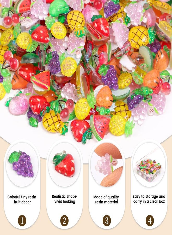 Yonseng 200pcs Mini Fruit Decor Resin Tiny Fruits for Crafts Dollhouse Miniatures Mini Resin Things for Fairy Garden Micro Landscaping Decoration Home Decor, 10 Types(Fruits) - Image 2