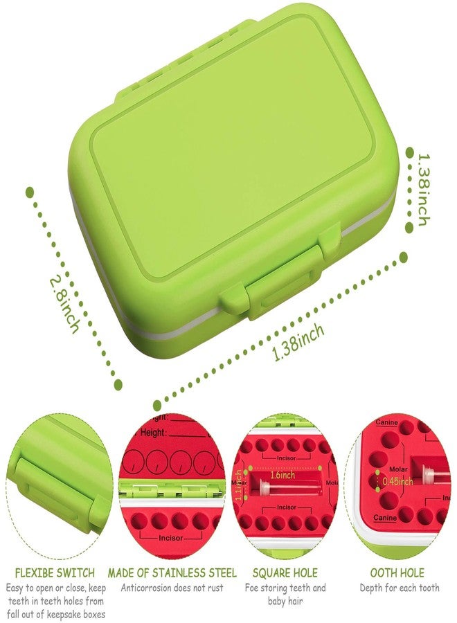 جيتك صندوق تخزين أسنان الأطفال، صندوق تذكاري لتخزين أسنان الأطفال، منظم لأسنان الطفل، صندوق جنية الأسنان مع حاوية شعر الجنين وملقط للحفاظ على ذاكرة الطفل (أحمر-أخضر) - Image 4