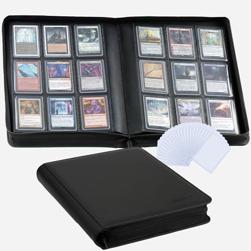 CLOVERCAT 9Pocket Toploader Binder Clovecat Premium Card Book Holds 252 Trading Card with 20 Removable Toploader SleevesPU Card Holder FoldersCard Album for MTG TCG Yugioh Game Sports CardsBlack - Image 1
