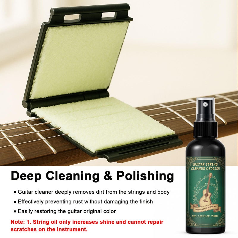 1DFAUL 9pcs Guitar Cleaning Maintenance Kit with Guitar Cleaner, Polish, Fretboard Oil, String Oil, for All Guitar Types, Ideal for Beginners, Players, and Collectors - Image 4