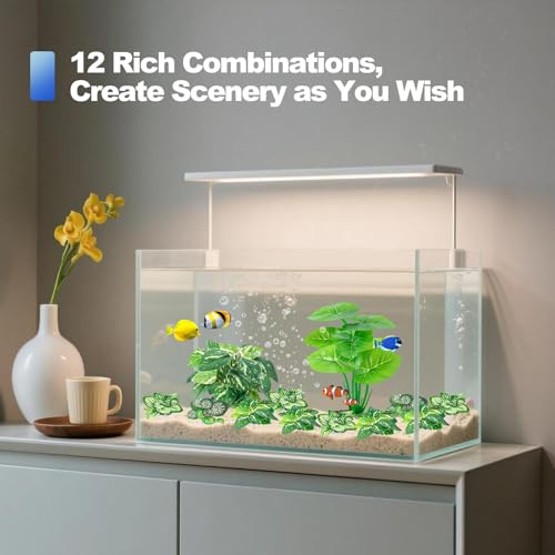 CousDUoBe 12 Pcs Betta Fish Tank Decor，Silk Aquarium Plants Green Fish Tanks Decoration Plants, Aquarium Decorations Green Plants - Image 5