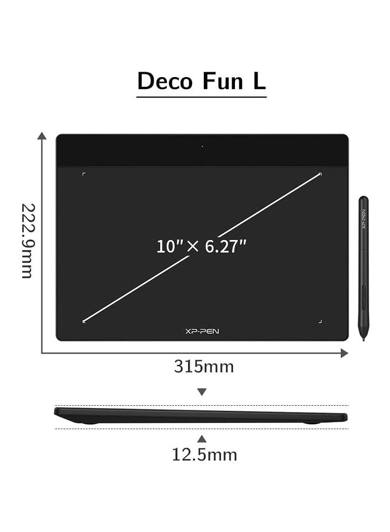 XP-PEN Deco Fun L Graphics Drawing Tablet 10 x 6.27 Digital Wirting Pad with 8,192 Levels Pressure Sensitivity Pen (Black) - Image 2