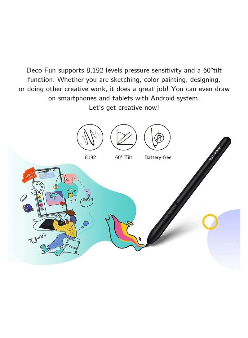 XP-PEN Deco Fun L Graphics Drawing Tablet 10 x 6.27 Digital Wirting Pad with 8,192 Levels Pressure Sensitivity Pen (Black) - Image 4