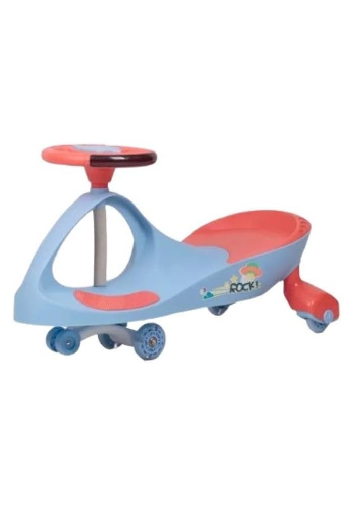 DORSA Twist and Turn Ride-On Swing Car with Light-Up Wheels for Kids - Blue - Image 1