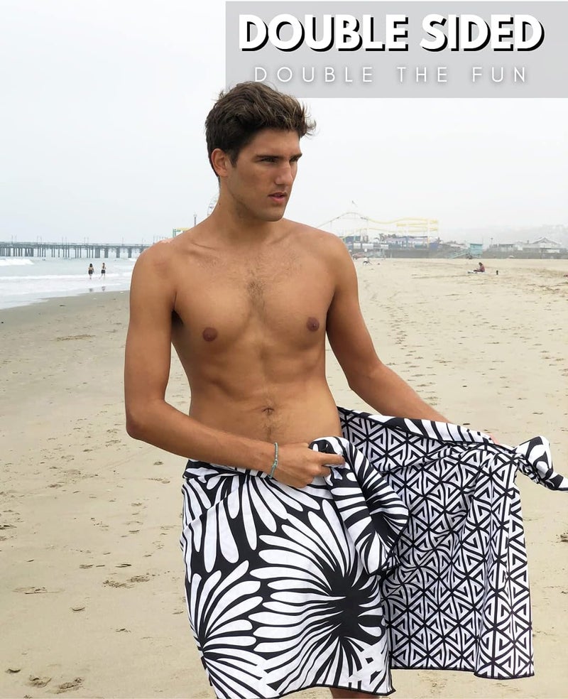 ECCOSOPHY Microfiber Beach Towel - Sand Free Towels are Quick Dry, Light Weight, Super Absorbent - Perfect Pool, Travel, Cruise, Camping Essentials - Oversized Extra Large for Adults 71x35 in - Image 2