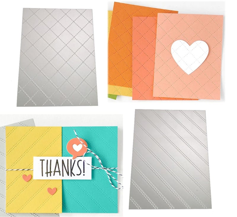 Ammsochy Cut Dies for Paper Card Making Set of 2 Christmas Backgrounds Frame DIY Crafts Metal Scrapbooking Cutting Tools Album Arts Embossing Template Rhombus Stripes Background frame145x112cm