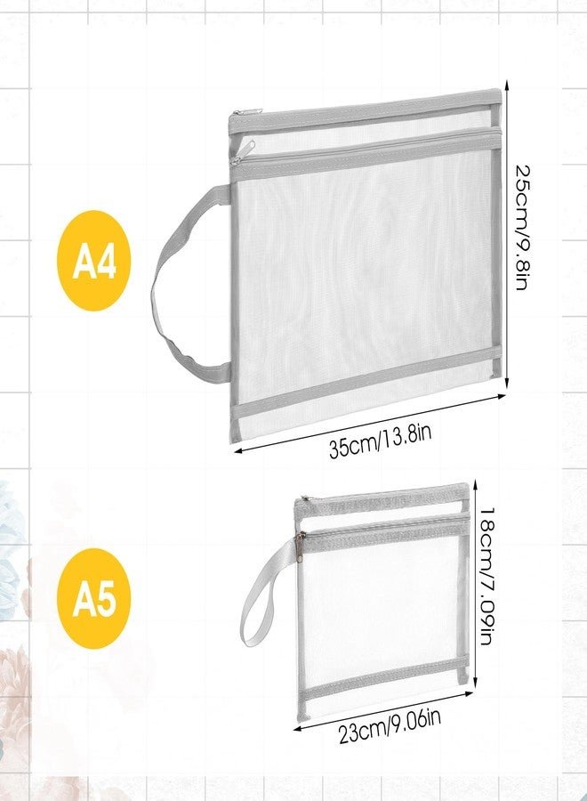 mekueeex 10 Pack Colored Mesh Zipper Pouch Bags, Double-Layer Nylon Building Block Sets Toy Storage & Organization, Breathable See Through (5Pcs A4+5Pcs A5) Zipper Pouch with Handle for Activity Office Games ﻿ - Image 3