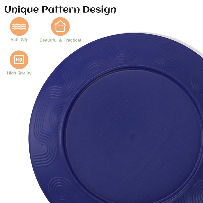 Homienly 40 Pcs Wheat Straw Dinnerware Sets, Dinner Plates, Cups, Pasta Bowls, Dishes Set For 8, Microwave Safe Plates and Bowls Sets, Blue - Image 3
