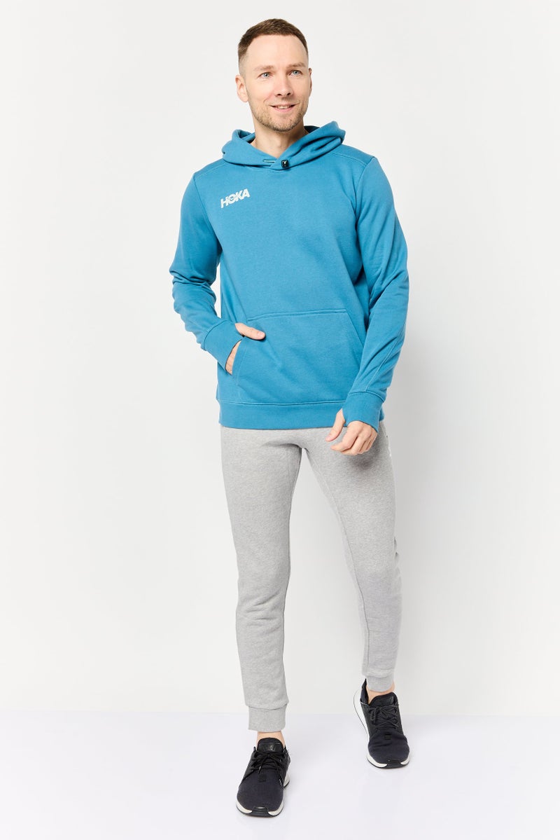 Hoka هودي رياضي للرجال بأكمام طويلة مناسب للخارج، لون أزرق مائل إلى الأخضر - Image 2