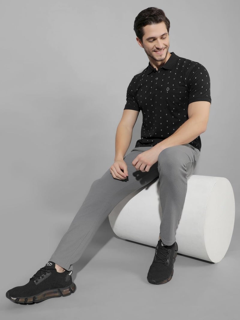 Dollar Mens Cotton Casual Printed Polo Tshirt (Pack of 1) Black - Image 5