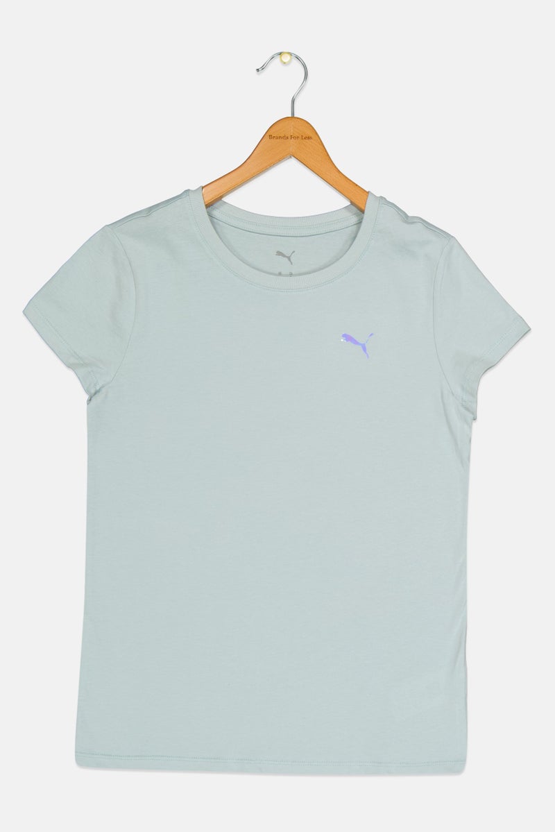 PUMA ملابس رياضية للبنات للأطفال تي شيرت قصير الأكمام في الهواء الطلق، أخضر مريمي - Image 2
