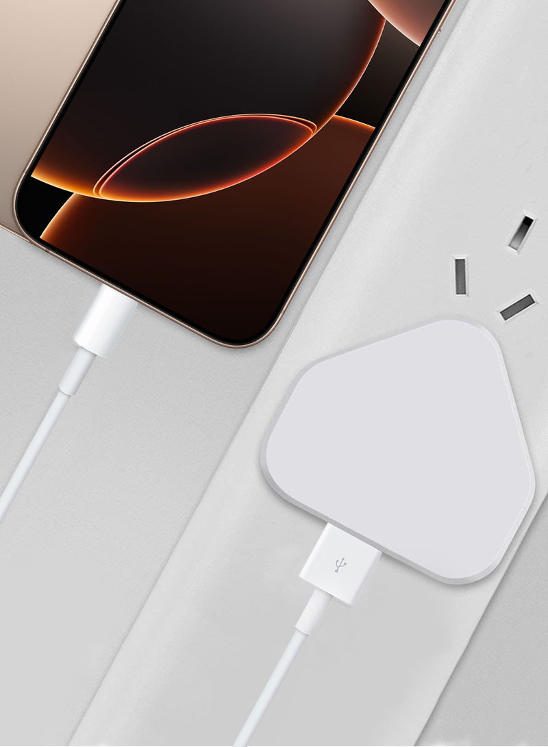 MARGOUN (For Apple iPhone 14 Pro) Reliable 3-Pin Charger Adapter with 1m USB-A to Lightning Cable White - Image 4