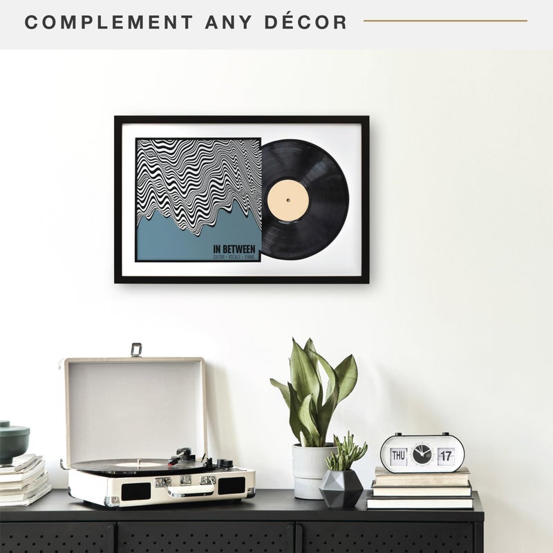 MCS Double Matte Record Album Frame, 16.5x25 Record Frame, Black Frame for LP Vinyl Record & Jacket Display with Black Matting (1-Pack) - Image 2