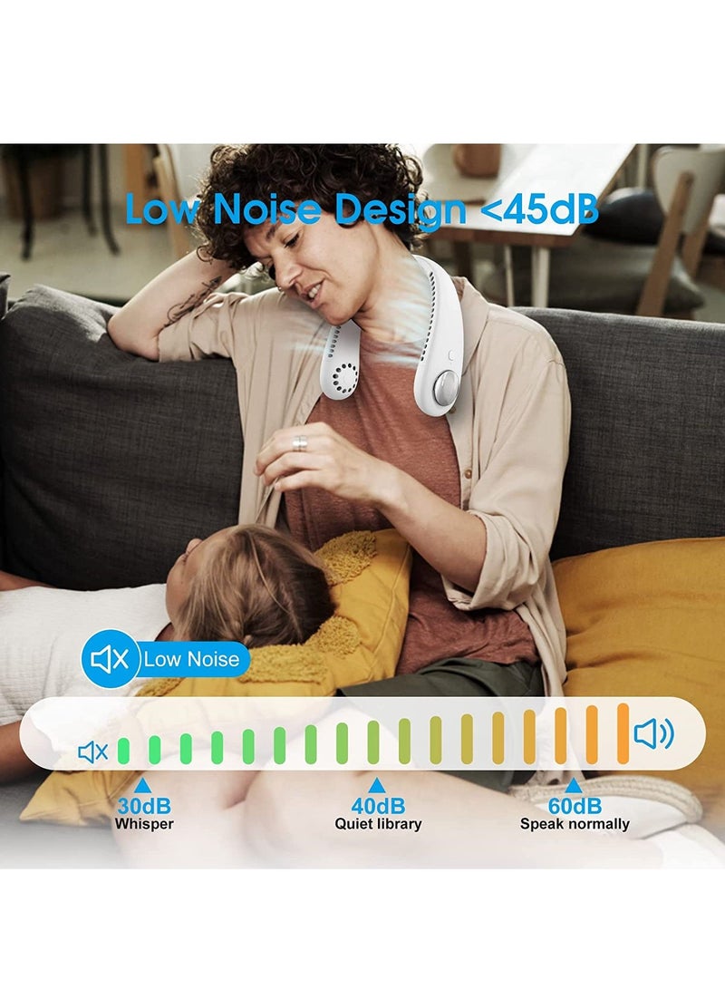 Arabest Portable Neck Fan 3 Speeds/Natural Wind Mode/Angle Adjustable/Hand-free Neck Fan For Both Outdoor & Indoor Use (White) - Image 4