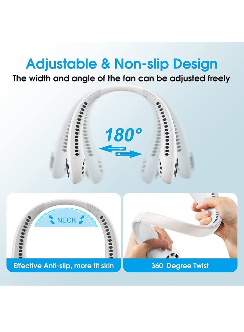 Arabest Portable Neck Fan 3 Speeds/Natural Wind Mode/Angle Adjustable/Hand-free Neck Fan For Both Outdoor & Indoor Use (White) - Image 3