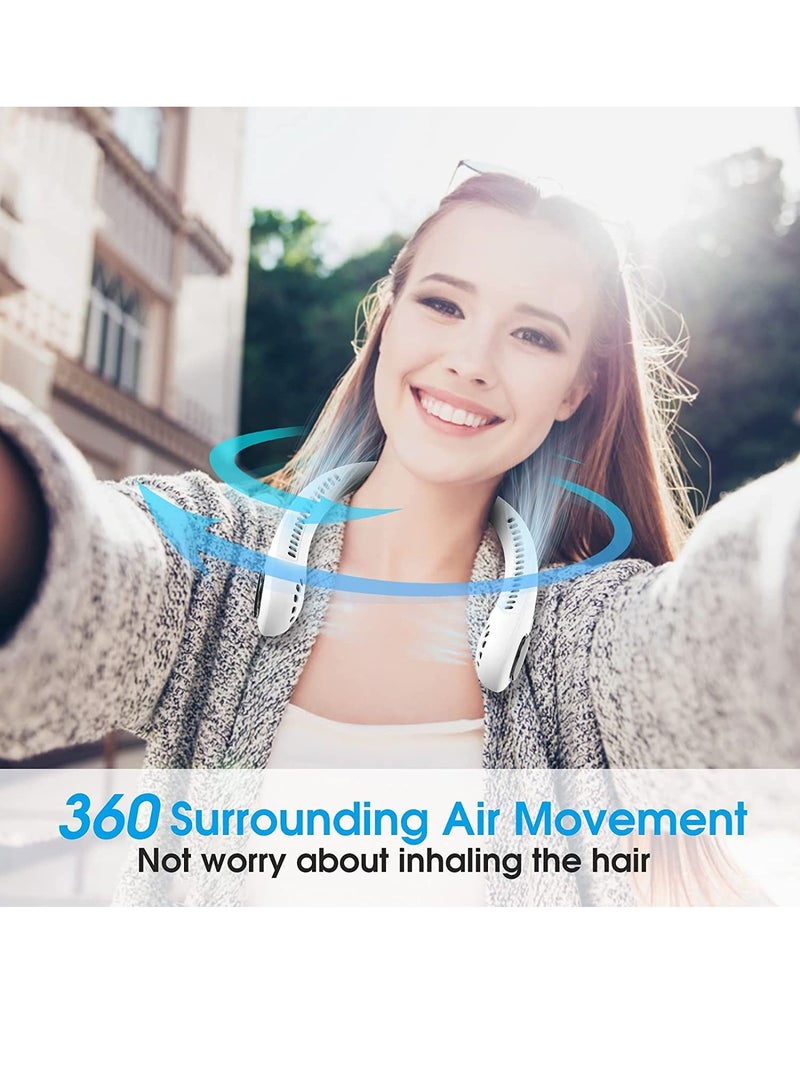 Arabest Portable Neck Fan 3 Speeds/Natural Wind Mode/Angle Adjustable/Hand-free Neck Fan For Both Outdoor & Indoor Use (White) - Image 2