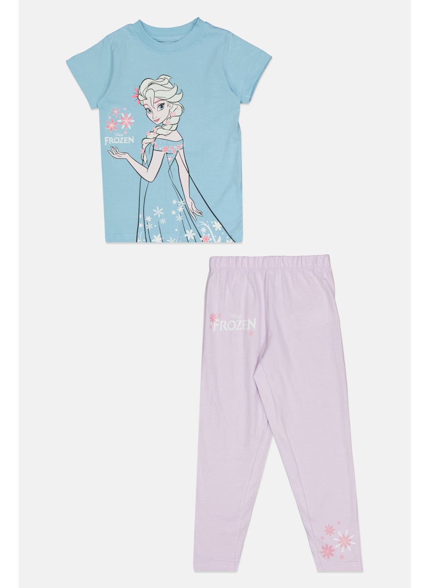 Disney FROZEN Toddlers Girl 2 Piece Graphic Print Top And Bottom Pajama Set, Multicolor  - Image 1