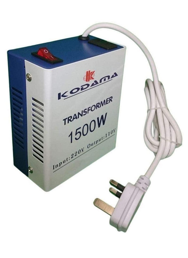 KODAMA - Transformer 1500 Watt 3 Pin UK Power Cord With Safety Fuse Included Plug Transformer 220V To 110V Step Down Power - Image 1