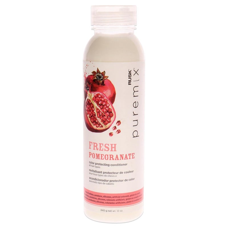 RUSK Puremix Fresh Pomegranate Color Protecting Conditioner for All Hair Types Prolong Color Radiancy and Shine Reduces Dryness and Breakage 12 oz