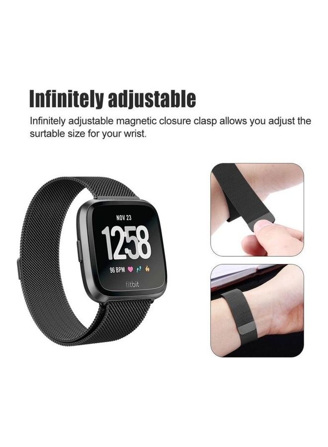 NIBEMINENT Lite Milanese Watch Strap For Fitbit Versa 2 / Black - Image 3