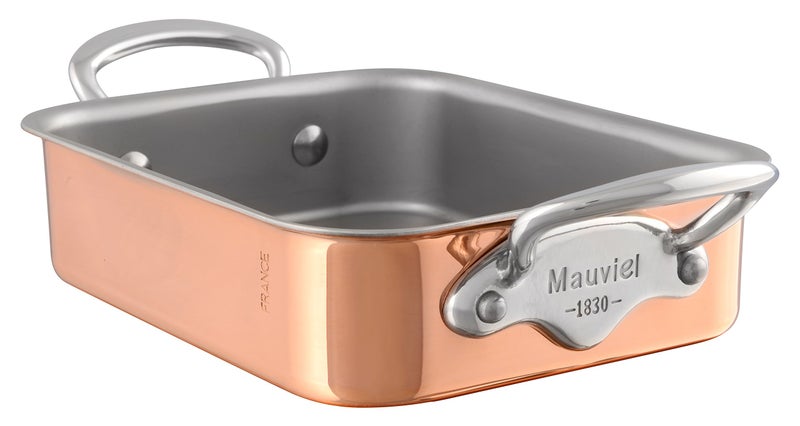 Mauviel MMinis Copper Stainless Steel Roasting Pan with Cast Stainless Steel Handle 55 x 39In Made in France