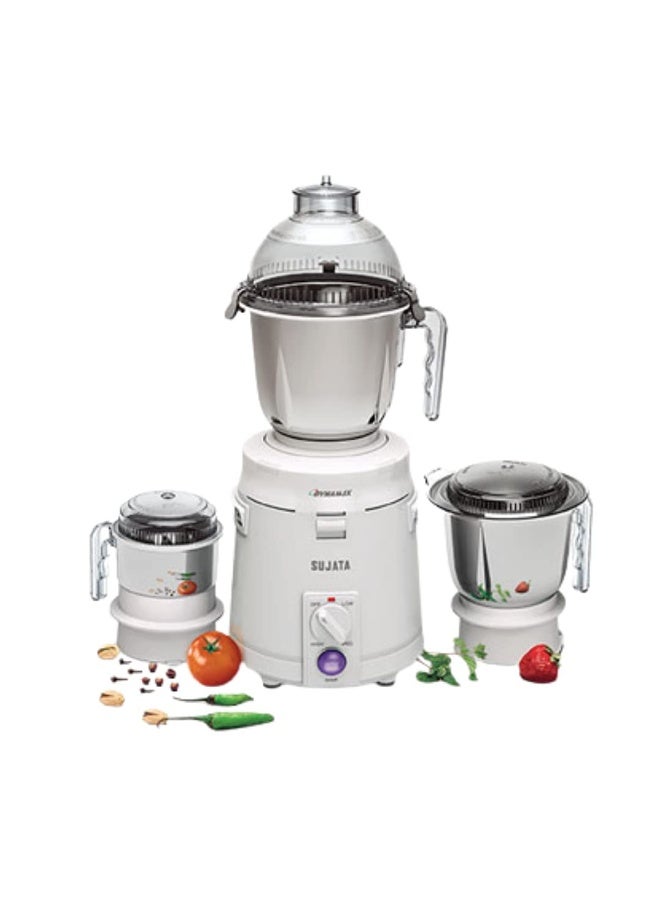 Sujata Dynamix Mixer Grinder|900 Watts Double Ball Bearing Motor|22000 RPM|Non-Stop 90 Mins Running|3 Food Grade Steel Jars including 1500ml Multipurpose, 1000ml Grinder, 500ml Chutney Jar (White) - Image 1