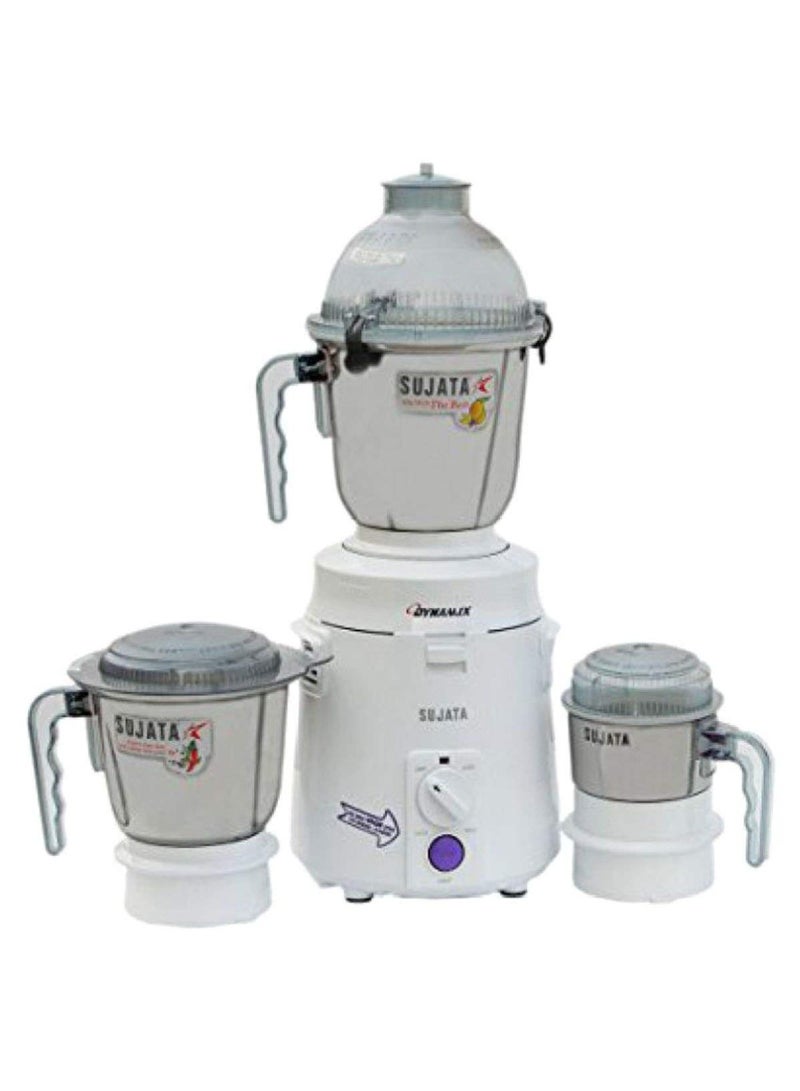 Sujata Dynamix Mixer Grinder|900 Watts Double Ball Bearing Motor|22000 RPM|Non-Stop 90 Mins Running|3 Food Grade Steel Jars including 1500ml Multipurpose, 1000ml Grinder, 500ml Chutney Jar (White) - Image 2