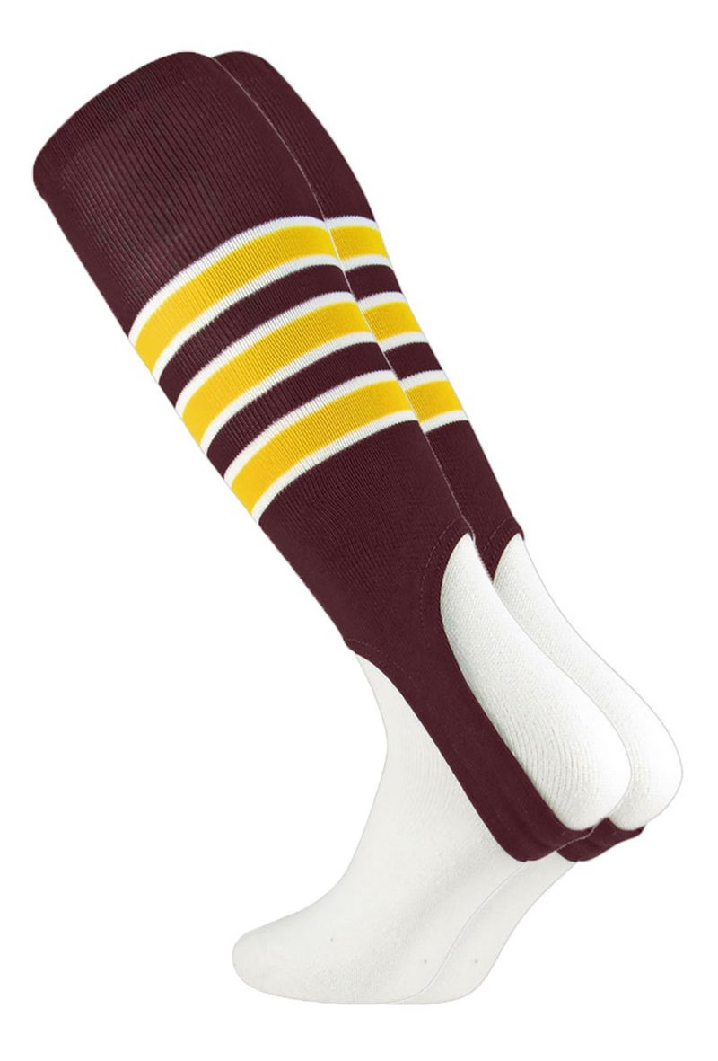 MadSportsStuff Baseball Stirrups Pattern D (Maroon/Gold/White, Large)