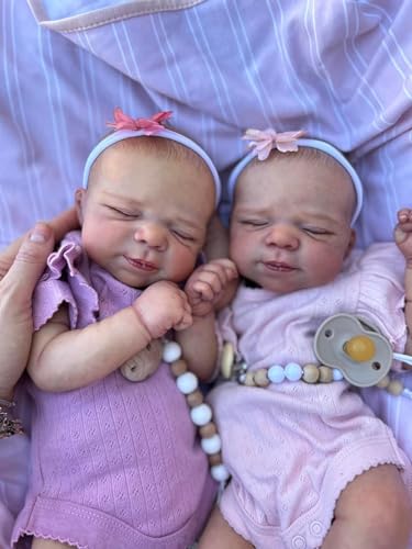 Anano Reborn Baby Dolls Silicone Full Body18 in Realistic Baby Doll Lifelike Reborn Twins Girls Full Silicone Babys Doll Twins That Look Real Life Babys Posable with Accessories - Image 5