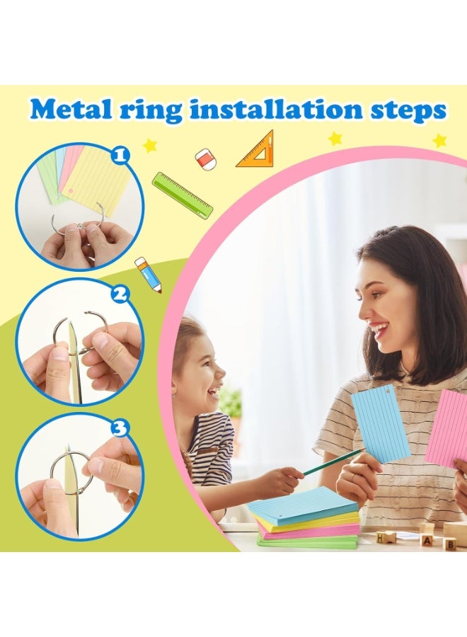 NajmStyle 200PCS Flash Cards with Ring,3x5 Inches Colored Index Cards, Lined on Both Side Notecards Ruled Study Card Flashcards Heavy Note Cards for Studying,School, College (4 Colors) - Image 3