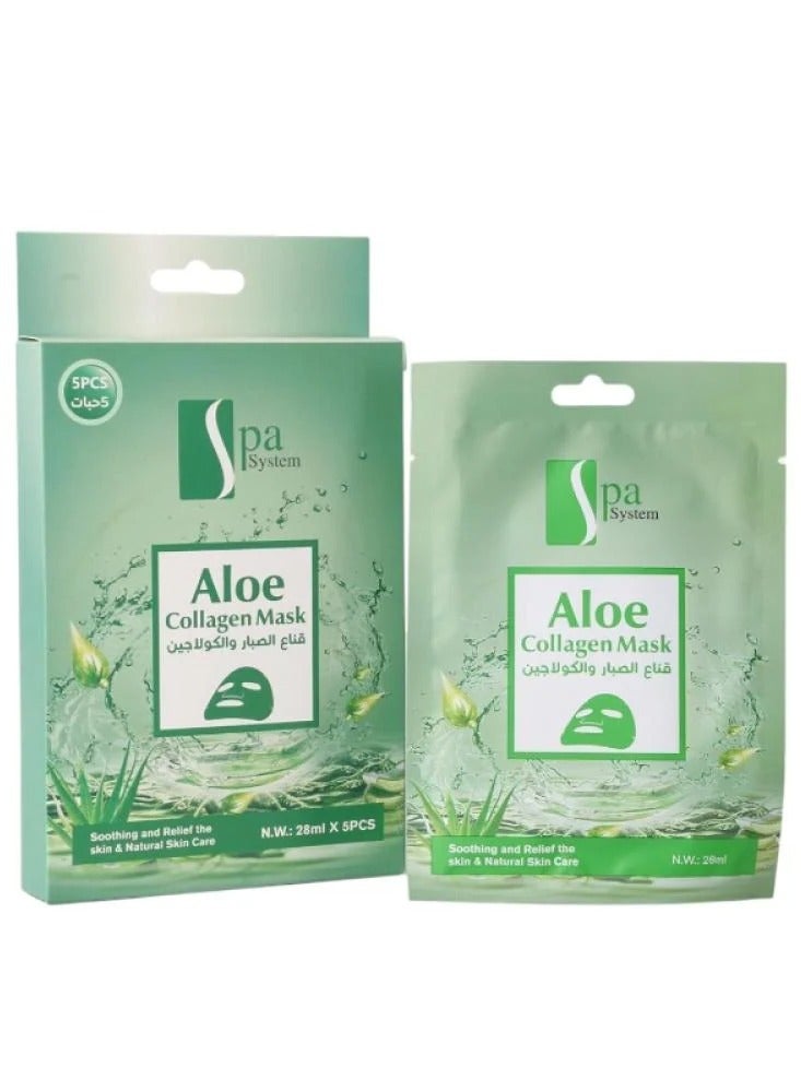 Spa System Aloe Vera  Collagen Mask 5pcs 28Ml