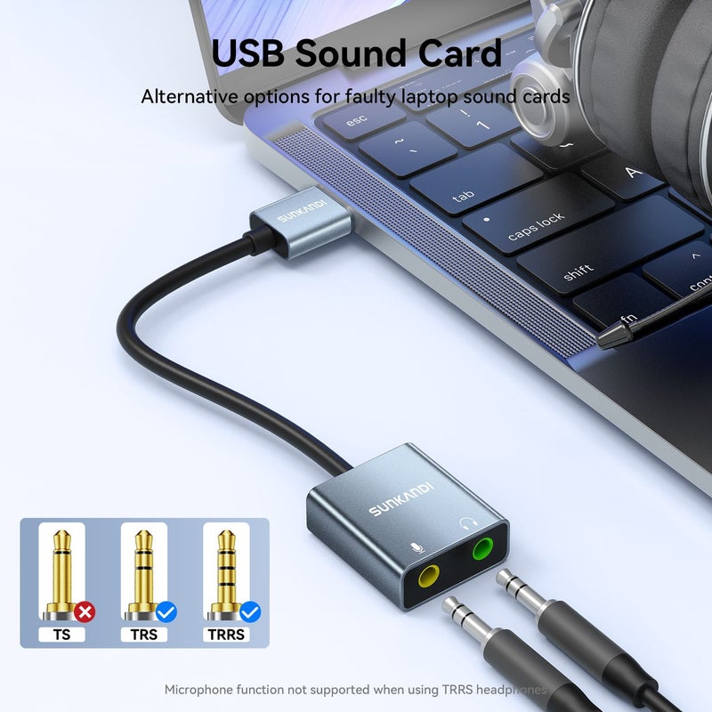 USB-C إلى محول صوت 3.5 ملم بطاقة صوت للحاسوب المحمول والمكتبي وPS5 وسويتش - Image 4